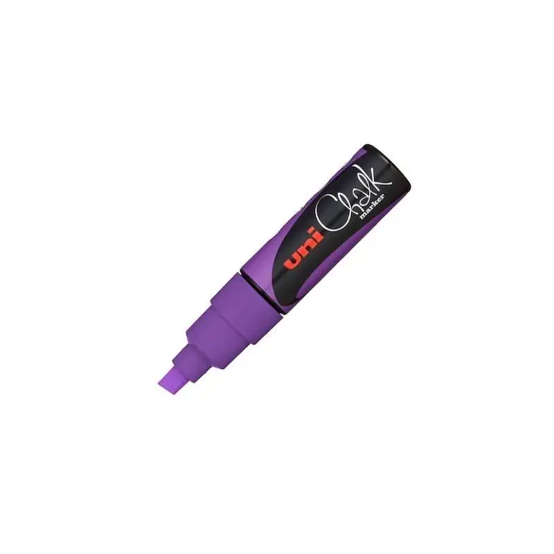 (140160000) UNIBALL MARCADOR DE TIZA LÍQUIDA CHALK PWE-8K PUNTA BISELADA VIOLETA