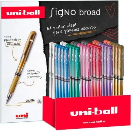 (182634955) UNIBALL ROLLERBALL SIGNO BROAD UM-153 1.0MM SURTIDO METÁLICO EXPOSITOR 36 UD