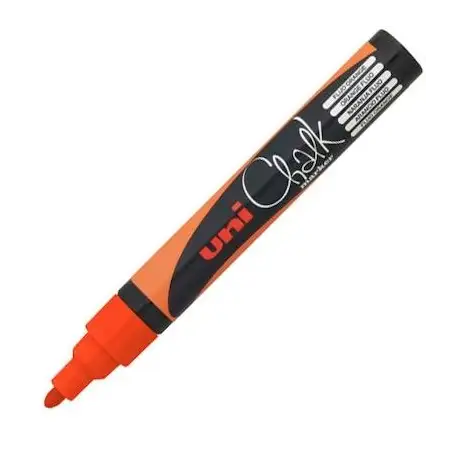 (264630000/140038000) UNIBALL MARCADOR DE TIZA LÍQUIDA CHALK PWE-5M NARANJA FLÚOR CAJA 6 UD