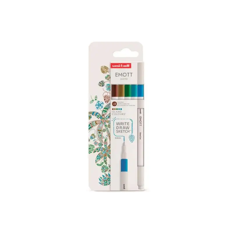 (302422262) UNIBALL EMOTT ROTULADORES DE ESCRITURA Y DIBUJO COLORES TROPICALES ESTUCHE 5 UD