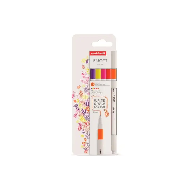 (302422264) UNIBALL EMOTT ROTULADORES DE ESCRITURA Y DIBUJO COLORES PASIÓN ESTUCHE 5 UD