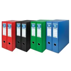 (92329) UNISYSTEM BOX COLOR MÓDULO 2 ARCHIVADORES PALANCA 65MM A4 FORRADOS PP NEGRO