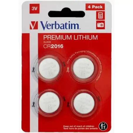 (49531) VERBATIM PILAS PLANAS DE LITIO 3V - CR2016 (4 PACK)