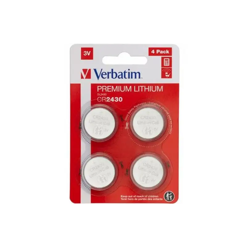 (49534) VERBATIM PILAS PLANAS DE LITIO 3V - CR2430 (4 PACK)