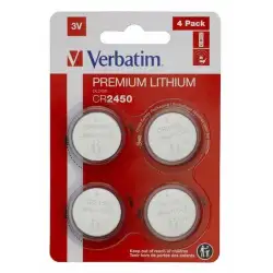 (49535) VERBATIM PILAS PLANAS DE LITIO 3V - CR2450 BLISTER 4 UD