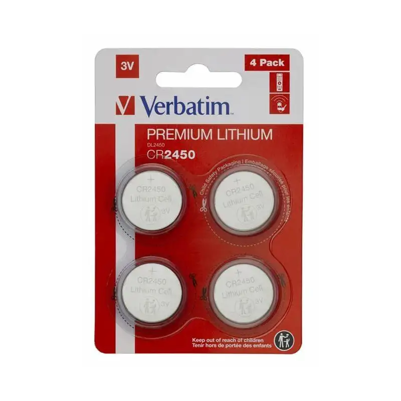 (49535) VERBATIM PILAS PLANAS DE LITIO 3V - CR2450 BLISTER 4 UD