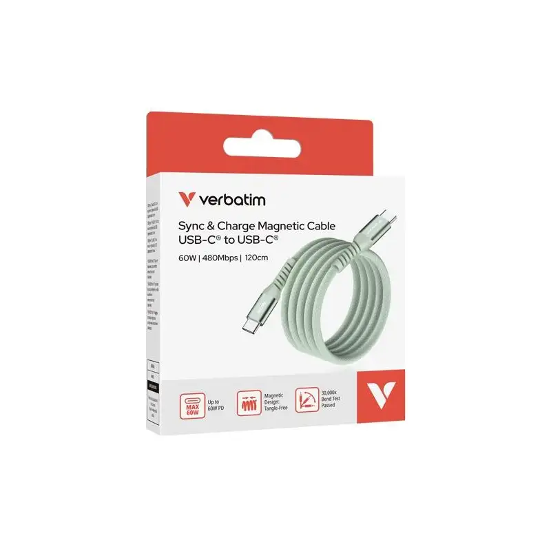 (31864) VERBATIM CABLE MAGNETICO TIPO USB-C/M - USB-C/M VERDE 60W 1
