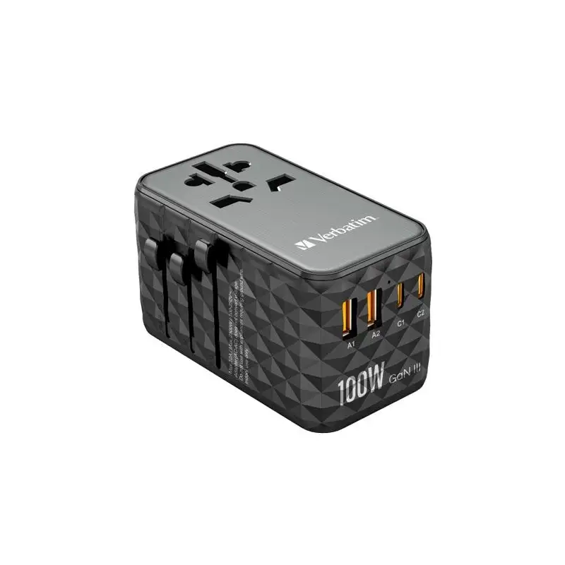 (32121) VERBATIM UTA-06 ADAPTADOR  UNIVERSAL DE VIAJE CON 2 PUERTO USB-C - 2 PUERTO USB-A