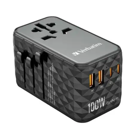 (32121) VERBATIM UTA-06 ADAPTADOR  UNIVERSAL DE VIAJE CON 2 PUERTO USB-C - 2 PUERTO USB-A