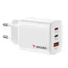 (32353) VERBATIM CARGADOR PARED GAN ESSENTIALS  65W 2XUSB-C 3.0 Y 1XUSB-A BLANCO