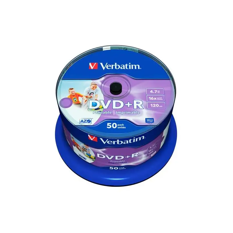 (43512) VERBATIM DVD+R AZO 4.7GB 16X WIDE PRINTABLE SURFACE NO-ID
