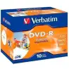 (43521) VERBATIM DVD-R 4.7GB AZO 16X / 10 PACK JEWEL CASE / PRINTABLE SURFACE