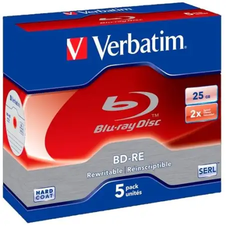 (43615) VERBATIM BD-R BLU-RAY 25GB 6X SPEED DATALIFE - 5 EN CAJA JEWEL