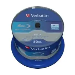 (43838) VERBATIM BD-R BLU-RAY 25GB 6X SPEED DATALIFE WHITE BLUE SURFACE- 50 PACK