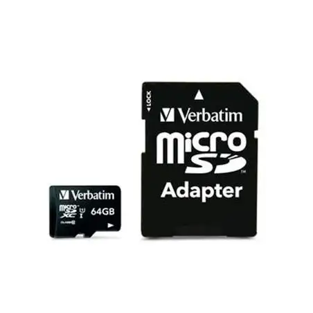 (44084) VERBATIM MICRO SDHC 64GB CLASE 10 C/ADAPTADOR