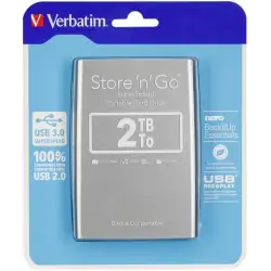 (53189) VERBATIM DISCO DURO PORTÁTIL STORE 'N' GO 2TB HDD 2.5" USB 3.0 PLATA