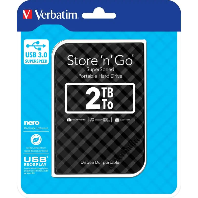 (53195) VERBATIM DISCO DURO PORTÁTIL STORE 'N' GO 2TB HDD 2.5" GEN 2