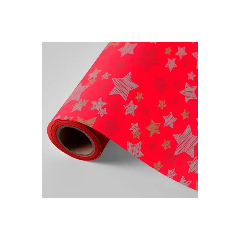 (3150243U) WONDER PAPEL DE REGALO BOBINA 62CM 4KG ROJO ESTRELLAS