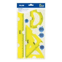 (359801Y) MILAN REGLAS FLEX&RESISTANT 30 CM AMARILLO TRANSLUCIDO KIT 4 PIEZAS