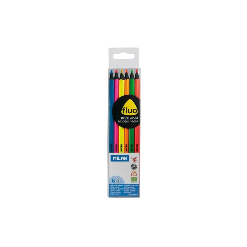 (752306) MILAN LÁPICES DE COLORES FLUO TRIANGULARES C/SURTIDOS ESTUCHE 6 UD