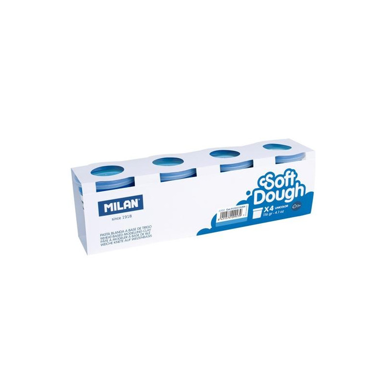 (9135115204) MILAN PASTA BLANDA SOFT DOUGH BOTE 116GR AZUL CAJA 4 UD