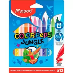(845902) MAPED ROTULADORES COLOR´PEPS JUNGLE 2.0 ESTUCHE DE 12 C/SURTIDOS