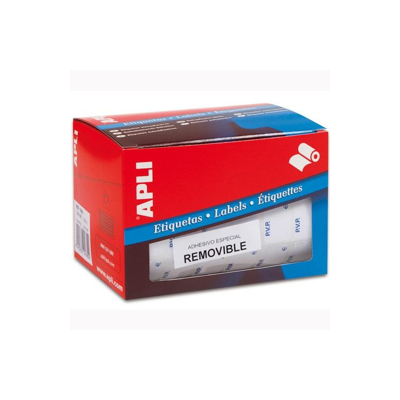 (10084) APLI ETIQUETAS REMOVIBLES PARA PRECIOS IMPRESAS "PVP" 12X18MM ESCRITURA MANUAL ROLLO DE 3360 BLANCO