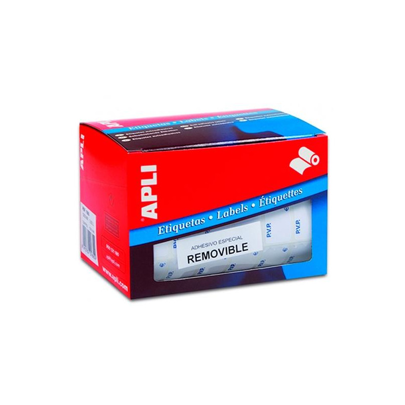 (10087) APLI ETIQUETAS REMOVIBLES PARA PRECIOS IMPRESAS "PVP" 16X22MM ESCRITURA MANUAL ROLLO DE 2520 BLANCO