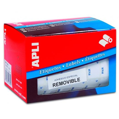 (10087) APLI ETIQUETAS REMOVIBLES PARA PRECIOS IMPRESAS "PVP" 16X22MM ESCRITURA MANUAL ROLLO DE 2520 BLANCO