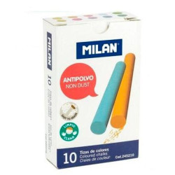 (245210) MILAN TIZAS COLOR ANTIPOLVO CARBONATO CÁLCICO CAJA DE 10