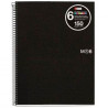 (MR2827) MIQUELRIUS CUADERNO ESPIRAL 150H A5 5X5MM 70GR 2 TALADROS MICROPERFORADO 6 BANDAS COLOR TAPA PP NEGRO