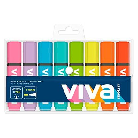 (RTF240-08W) MOLIN MARCADOR FLUORESCENTE VIVA C/SURTIDOS BLÍSTER 8 UD