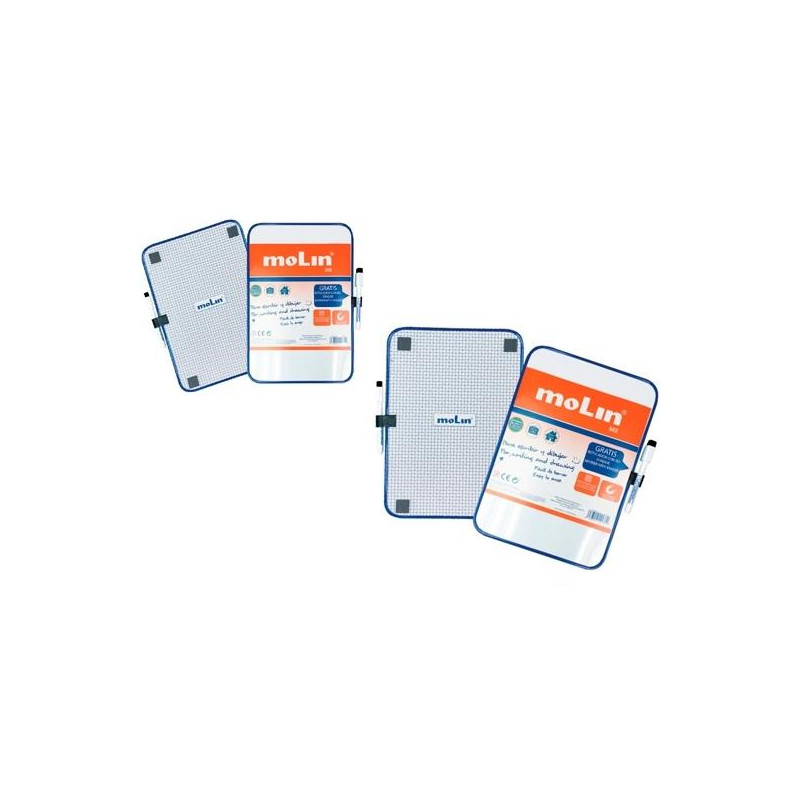 (RWB226WB-A4) MOLIN PIZARRA BLANCA MAGNÉTICA DOBLE CARA BLANCA/CUADRICULADA A4 (21X30CM) + ROTULADOR