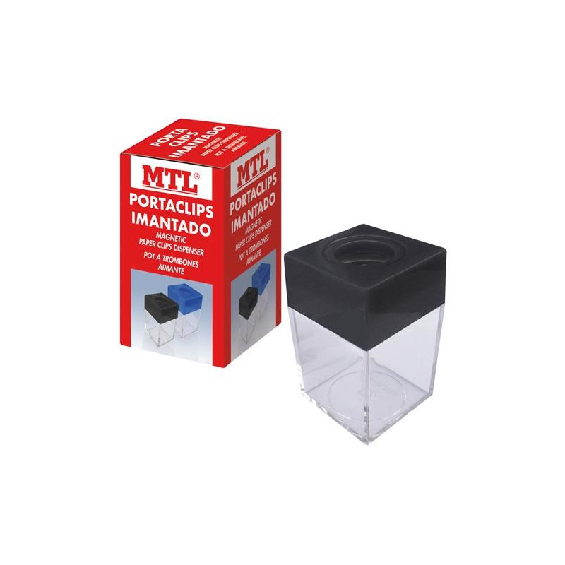 (79291) MTL PORTACLIPS IMANTADO DEPÓSITO TRANSPARENTE PLÁSTICO EMBOCADURA NEGRO