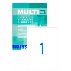 (04714) MULTI-3 ETIQUETAS ADHESIVAS 210X297 INKJET/LÁSER C/RECTOS 1 X 100 H BLANCO