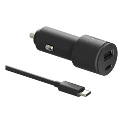(SJV102-EU) MOTOROLA CARGADOR DE COCHE 1 USB-A - 1 USB-C CON CABLE 45W NEGRO