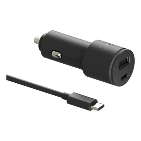 (SJV102-EU) MOTOROLA CARGADOR DE COCHE 1 USB-A - 1 USB-C CON CABLE 45W NEGRO