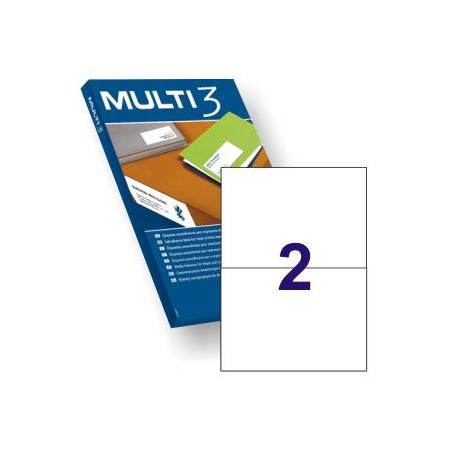 (04715) MULTI-3 ETIQUETAS ADHESIVAS 210X148MM INKJET/LÁSER C/RECTOS 2 X 100H BLANCO