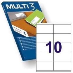 (04724) MULTI-3 ETIQUETAS ADHESIVAS 105X57MM INKJET/LÁSER C/RECTOS 10 X 100H BLANCO