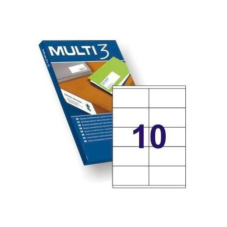 (10529) MULTI-3 ETIQUETAS ADHESIVAS 105X57MM INKJET/LÁSER C/RECTOS 10 X 500H BLANCO