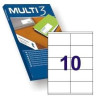 (10529) MULTI-3 ETIQUETAS ADHESIVAS 105X57MM INKJET/LÁSER C/RECTOS 10 X 500H BLANCO