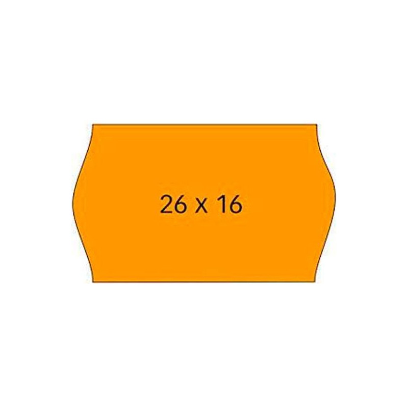 (101719) APLI ETIQUETAS REMOVIBLES PARA ETIQUETADORA DE PRECIOS 26X16MM C/SINUSOIDAL 6 ROLLOS DE 1000 NARANJA