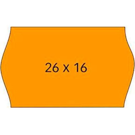 (101719) APLI ETIQUETAS REMOVIBLES PARA ETIQUETADORA DE PRECIOS 26X16MM C/SINUSOIDAL 6 ROLLOS DE 1000 NARANJA
