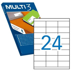 (10517) MULTI-3 ETIQUETAS ADHESIVAS 70X35MM INKJET/LÁSER C/RECTOS 24 X 500H BLANCO