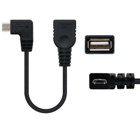 (10.01.3600) NANOCABLE CABLE USB 2.0 OTG ACODADO TIPO MICRO B/M-A/H NEGRO 15 CM