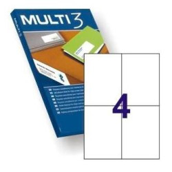 (4713) MULTI-3 ETIQUETAS ADHESIVAS 105X148MM INKJET/LÁSER C/RECTOS 4 X 100H BLANCO