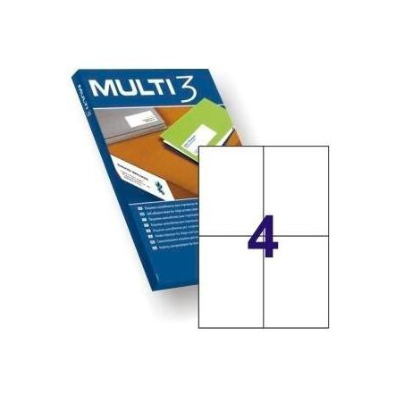 (4713) MULTI-3 ETIQUETAS ADHESIVAS 105X148MM INKJET/LÁSER C/RECTOS 4 X 100H BLANCO