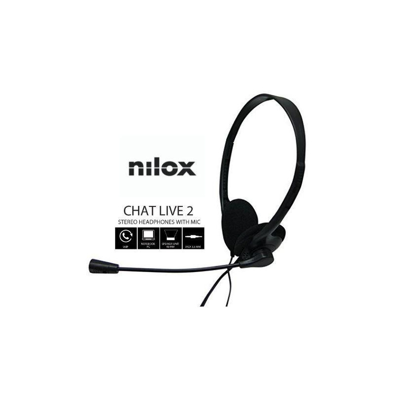 (NXCM0000004) NILOX AURICULARES MICRÓFONO CHAT LIVE 2 C/ CABLE JACK 3.5MM NEGRO