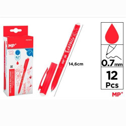 (PE212R-S) BOLIGRAFO TINTA BORRABLE CON CAPUCHÓN 0.7MM ROJO