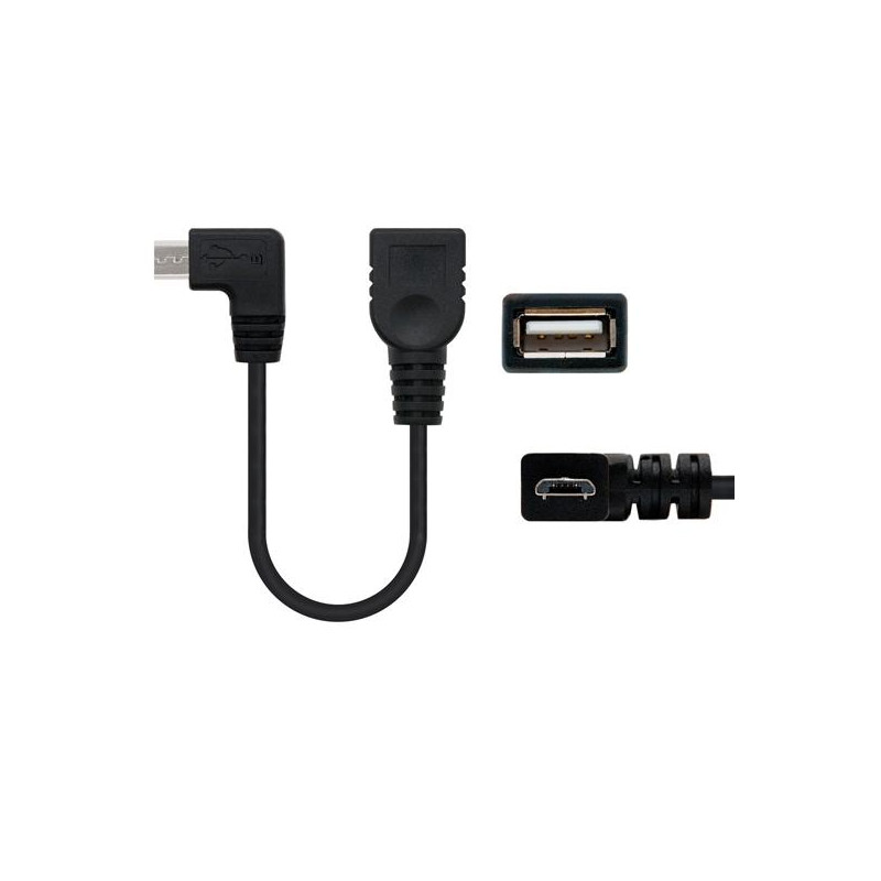 (10.01.3600) NANOCABLE CABLE USB 2.0 OTG ACODADO TIPO MICRO B/M-A/H NEGRO 15 CM